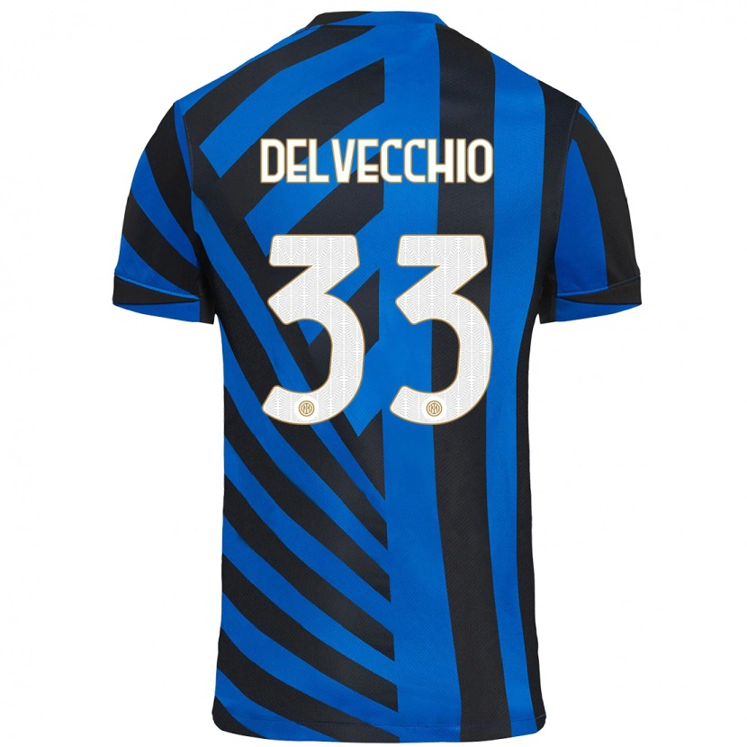 Danxen Bambino Maglia Gabriele Delvecchio #33 Blu Nero Kit Gara Home 2024/25 Maglietta