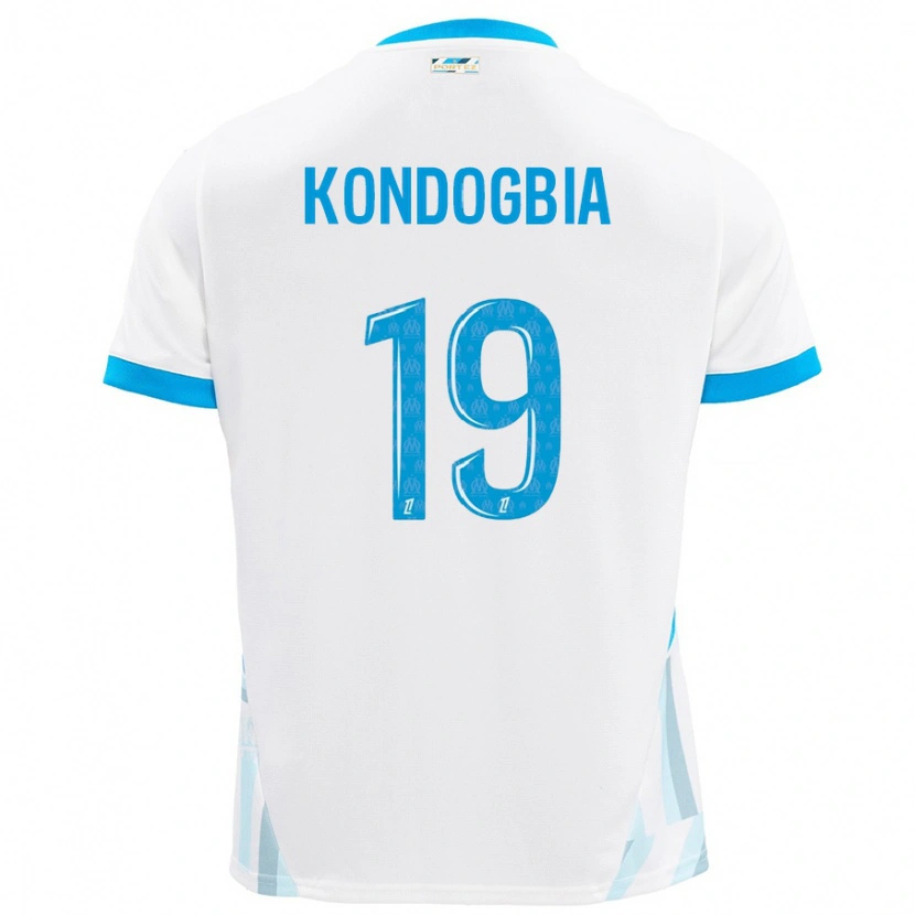 Danxen Bambino Maglia Geoffrey Kondogbia #19 Bianco Azzurro Kit Gara Home 2024/25 Maglietta