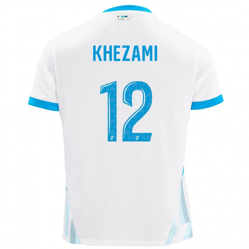 Danxen Bambino Maglia Roselène Khezami #12 Bianco Azzurro Kit Gara Home 2024/25 Maglietta