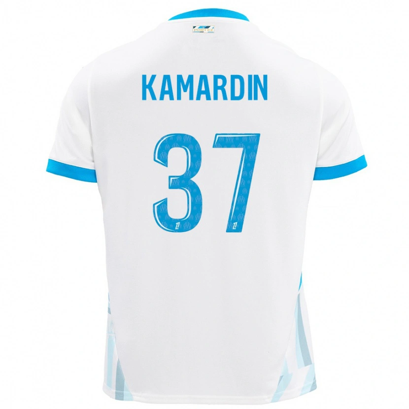 Danxen Bambino Maglia Aaron Kamardin #37 Bianco Azzurro Kit Gara Home 2024/25 Maglietta