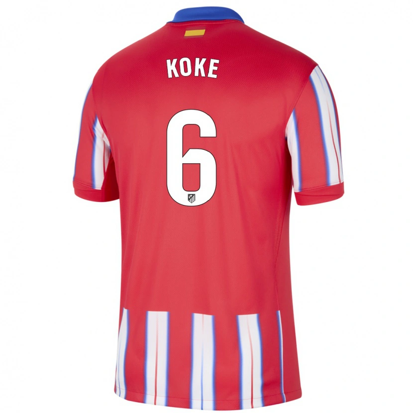 Danxen Bambino Maglia Koke #6 Rosso Bianco Blu Kit Gara Home 2024/25 Maglietta