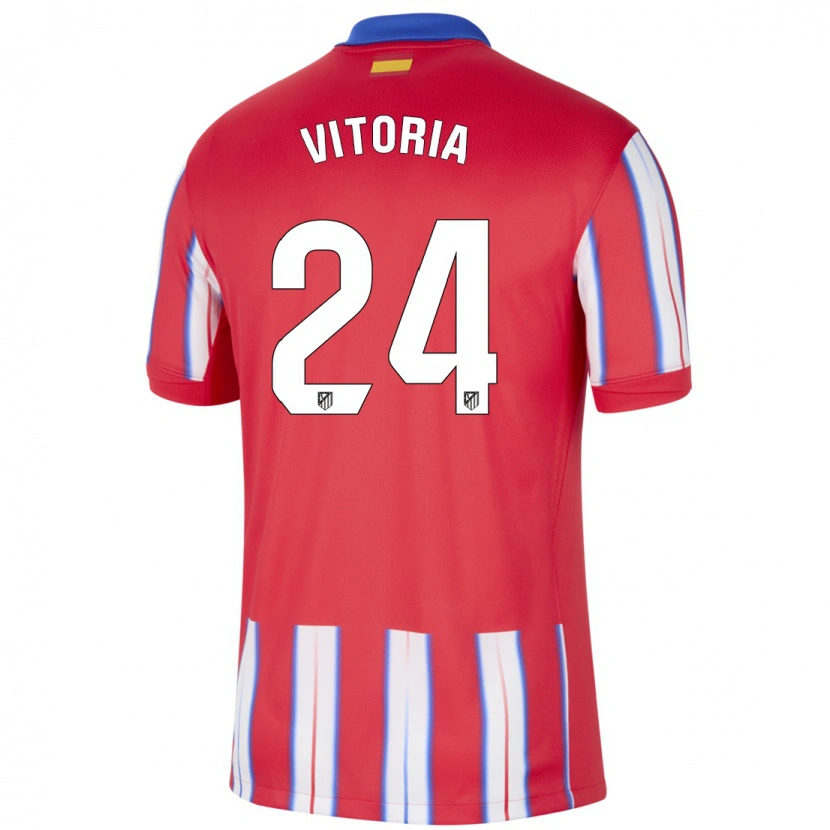 Danxen Bambino Maglia Ana Vitória #24 Rosso Bianco Blu Kit Gara Home 2024/25 Maglietta