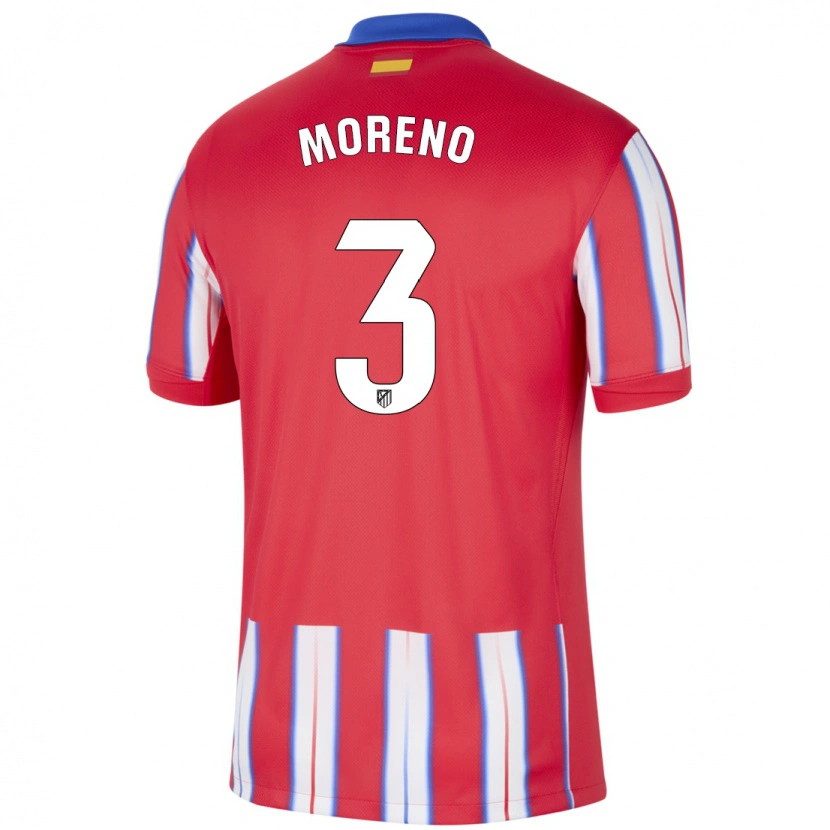 Danxen Bambino Maglia Marco Moreno #3 Rosso Bianco Blu Kit Gara Home 2024/25 Maglietta