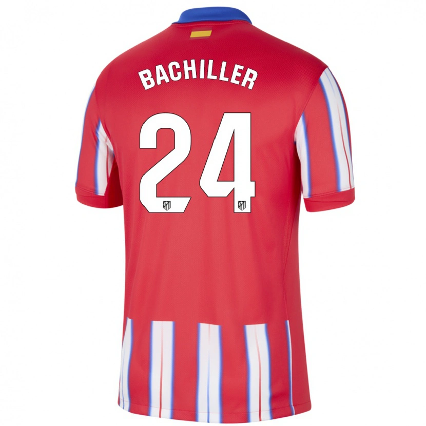 Danxen Bambino Maglia Iker Bachiller #24 Rosso Bianco Blu Kit Gara Home 2024/25 Maglietta