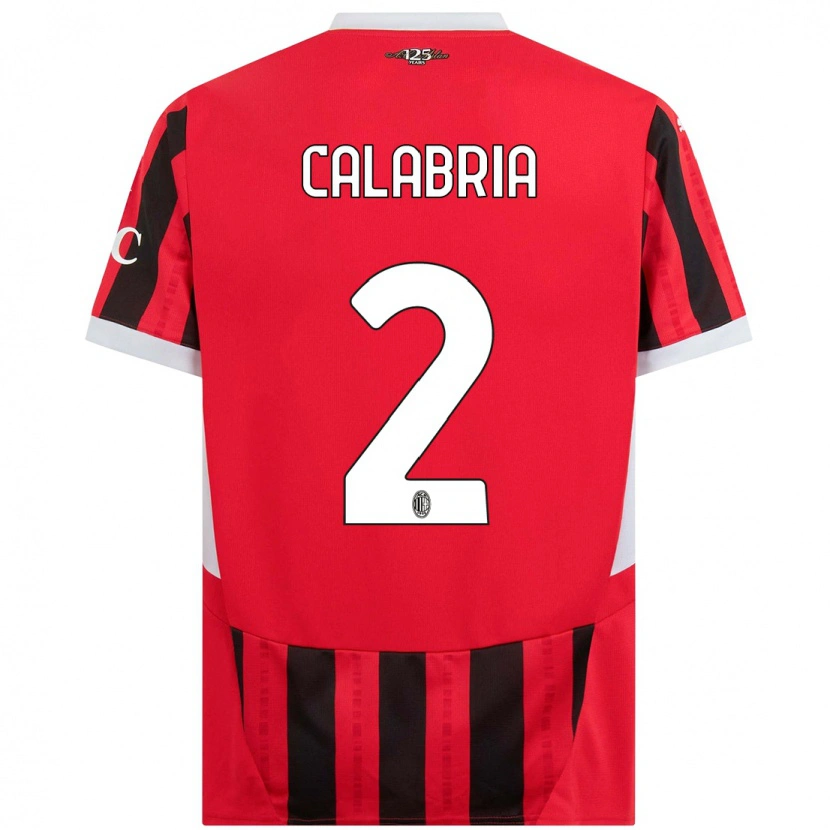 Danxen Bambino Maglia Davide Calabria #2 Rosso Nero Kit Gara Home 2024/25 Maglietta