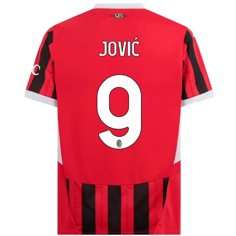 Danxen Bambino Maglia Luka Jović #9 Rosso Nero Kit Gara Home 2024/25 Maglietta
