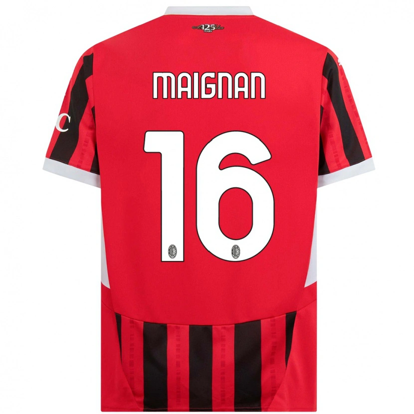 Danxen Bambino Maglia Mike Maignan #16 Rosso Nero Kit Gara Home 2024/25 Maglietta