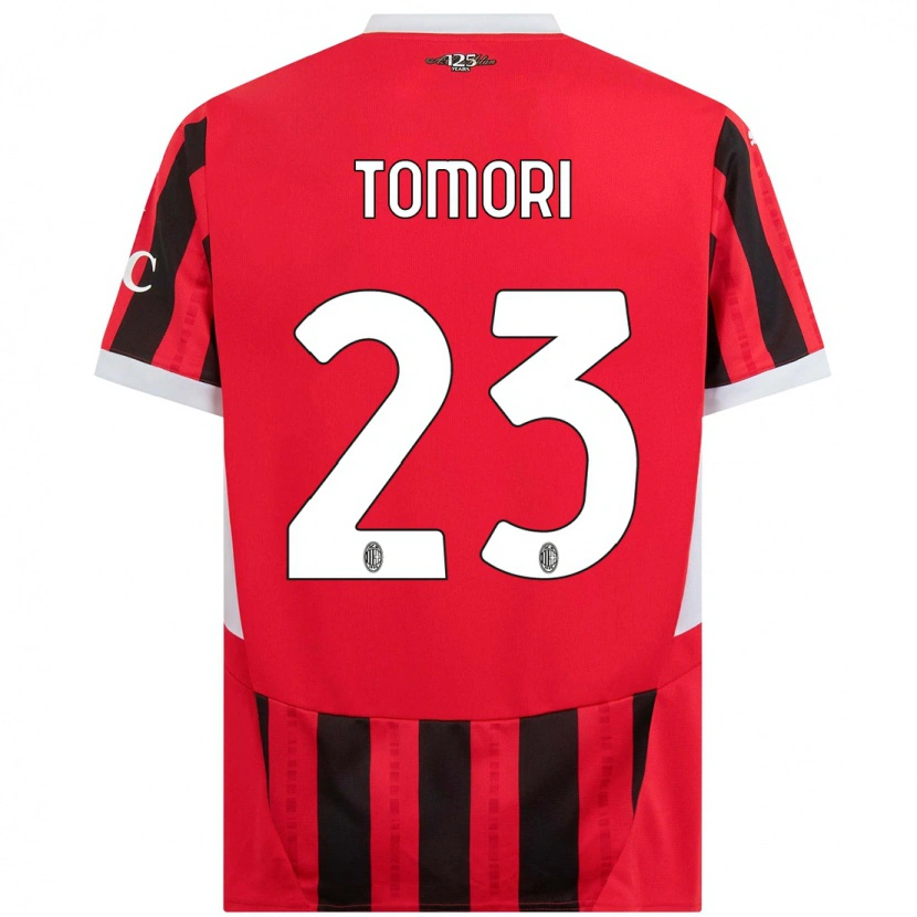 Danxen Bambino Maglia Fikayo Tomori #23 Rosso Nero Kit Gara Home 2024/25 Maglietta