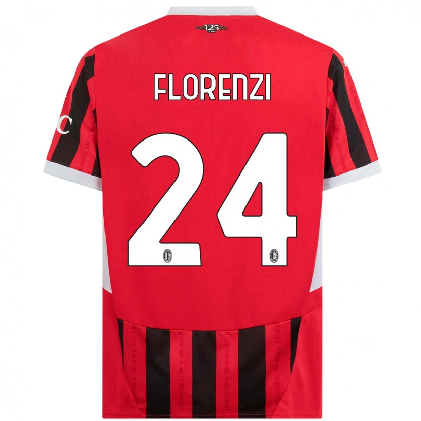 Danxen Bambino Maglia Alessandro Florenzi #24 Rosso Nero Kit Gara Home 2024/25 Maglietta
