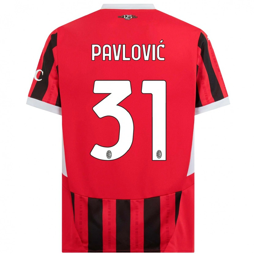 Danxen Bambino Maglia Strahinja Pavlović #31 Rosso Nero Kit Gara Home 2024/25 Maglietta