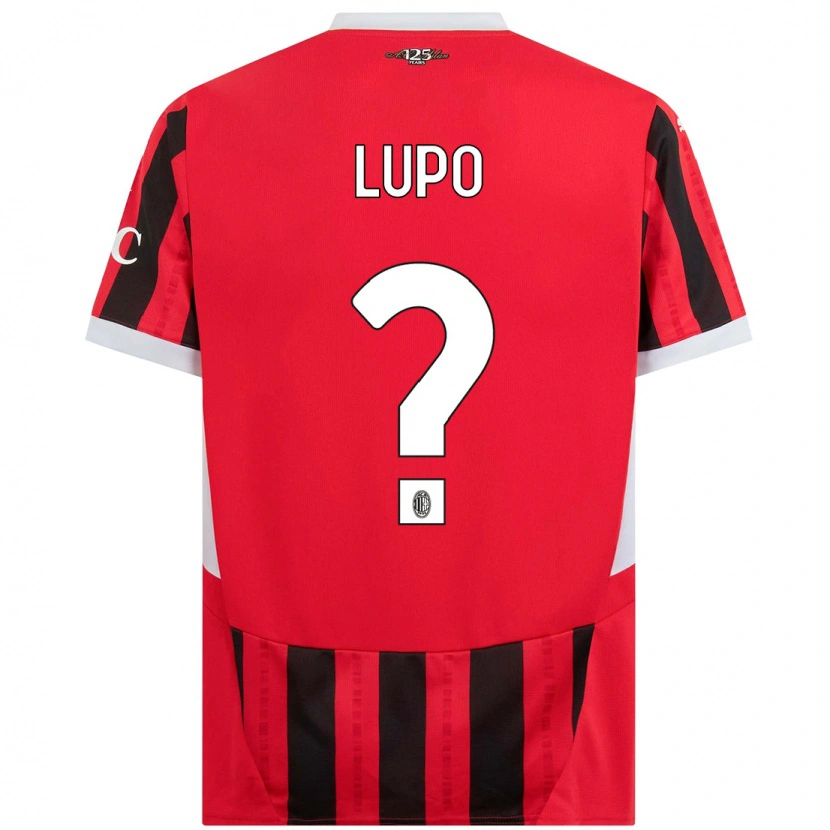 Danxen Bambino Maglia Simone Lupo #0 Rosso Nero Kit Gara Home 2024/25 Maglietta