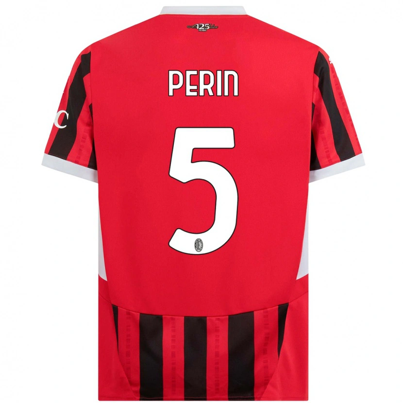 Danxen Bambino Maglia Ernesto Perin #5 Rosso Nero Kit Gara Home 2024/25 Maglietta
