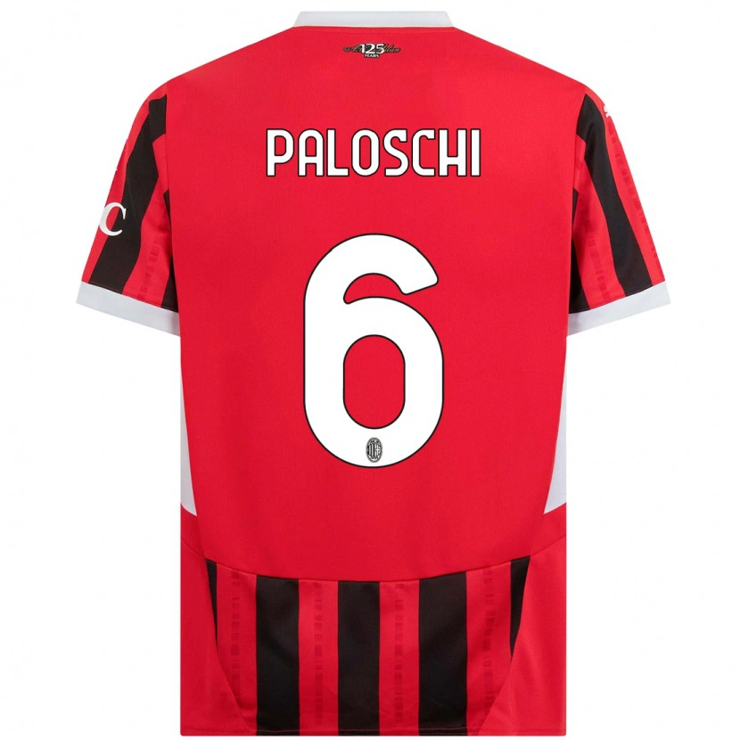 Danxen Bambino Maglia Dorian Paloschi #6 Rosso Nero Kit Gara Home 2024/25 Maglietta