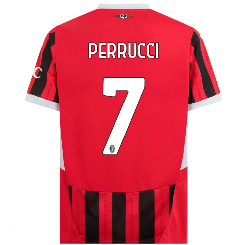 Danxen Bambino Maglia Vincenzo Perrucci #7 Rosso Nero Kit Gara Home 2024/25 Maglietta