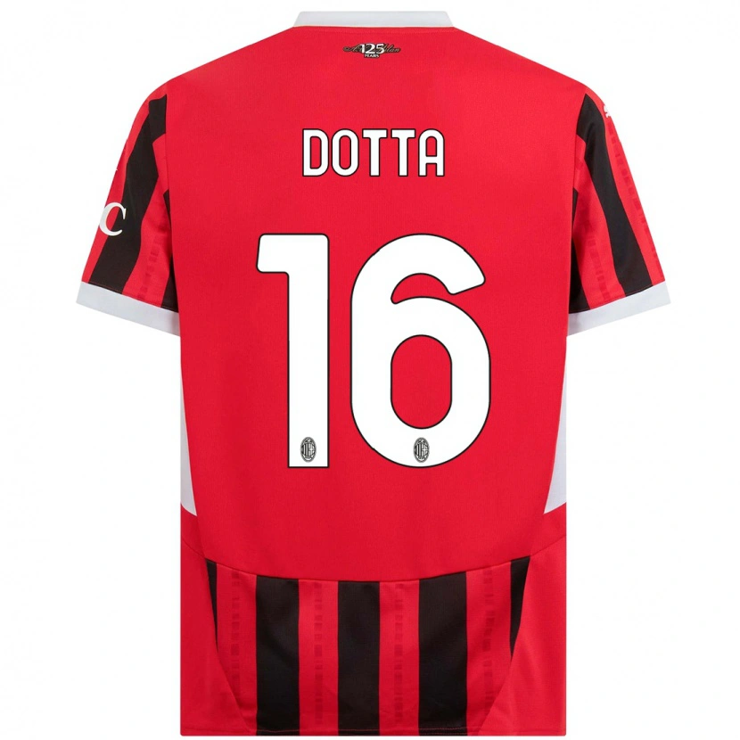 Danxen Bambino Maglia Cristiano Dotta #16 Rosso Nero Kit Gara Home 2024/25 Maglietta