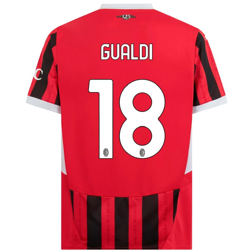 Danxen Bambino Maglia Andrea Gualdi #18 Rosso Nero Kit Gara Home 2024/25 Maglietta