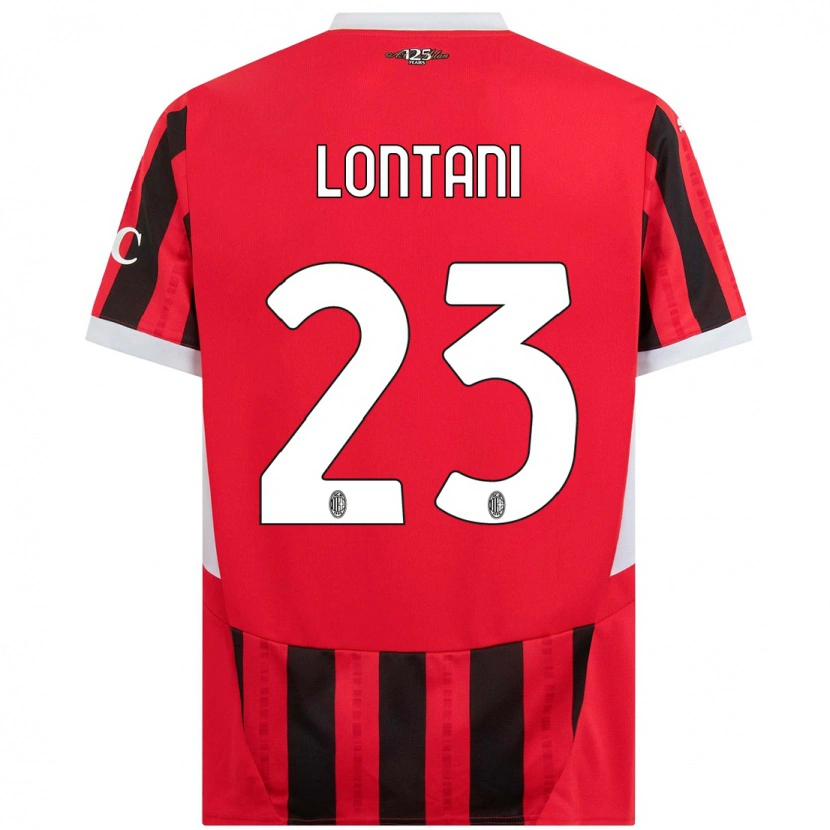 Danxen Bambino Maglia Simone Lontani #23 Rosso Nero Kit Gara Home 2024/25 Maglietta