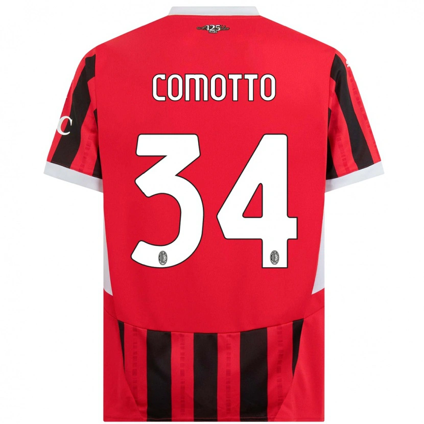 Danxen Bambino Maglia Christian Comotto #34 Rosso Nero Kit Gara Home 2024/25 Maglietta