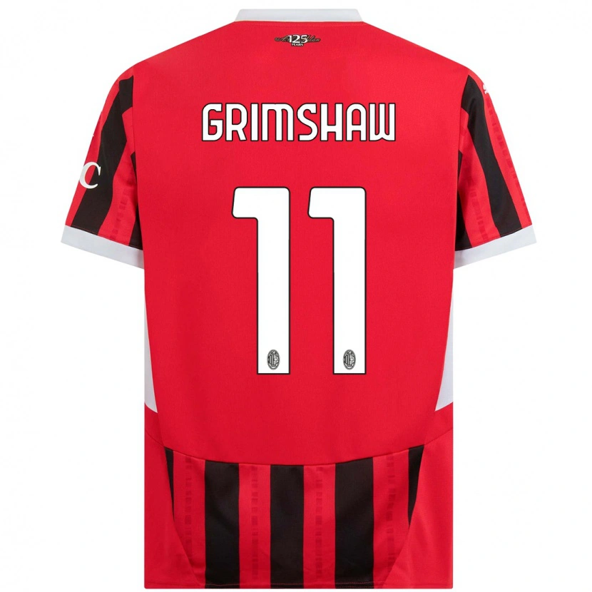 Danxen Bambino Maglia Christy Grimshaw #11 Rosso Nero Kit Gara Home 2024/25 Maglietta