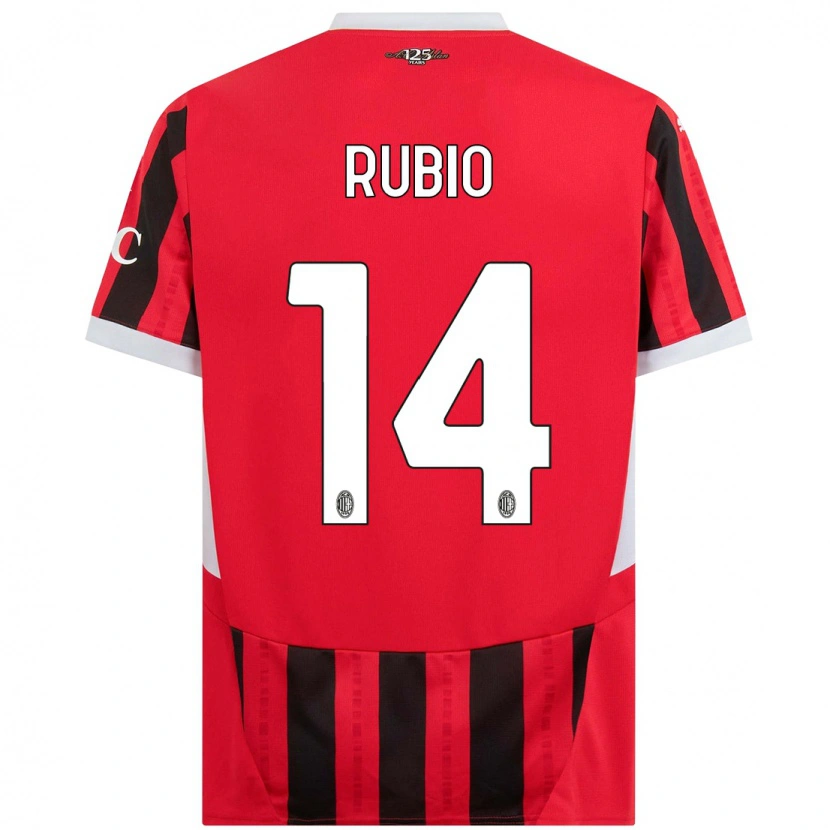 Danxen Bambino Maglia Silvia Rubio #14 Rosso Nero Kit Gara Home 2024/25 Maglietta