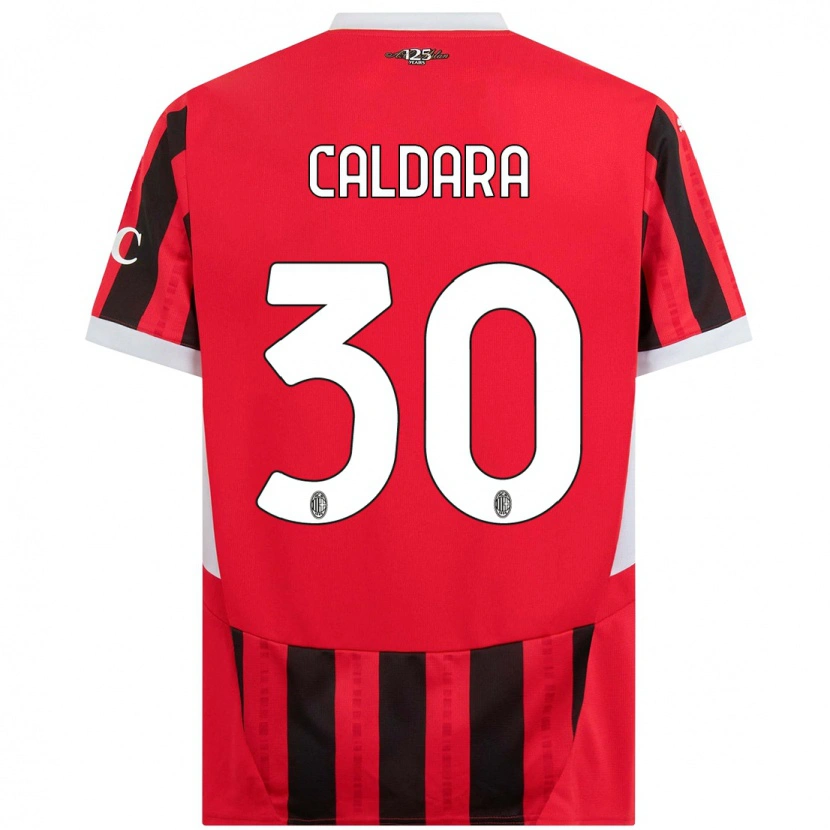 Danxen Bambino Maglia Mattia Caldara #30 Rosso Nero Kit Gara Home 2024/25 Maglietta
