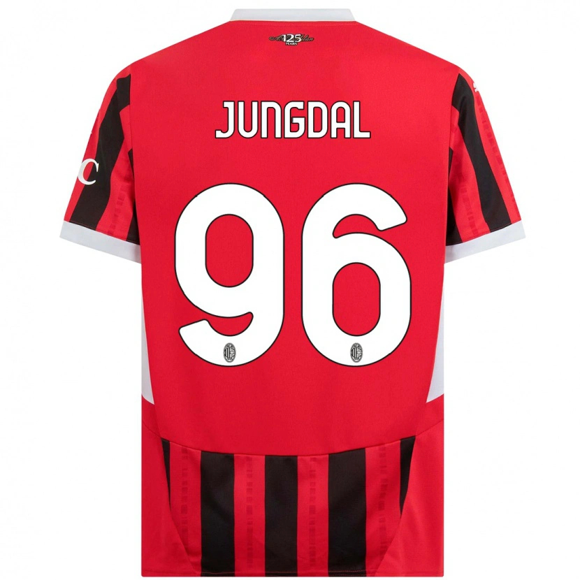 Danxen Bambino Maglia Andreas Jungdal #96 Rosso Nero Kit Gara Home 2024/25 Maglietta