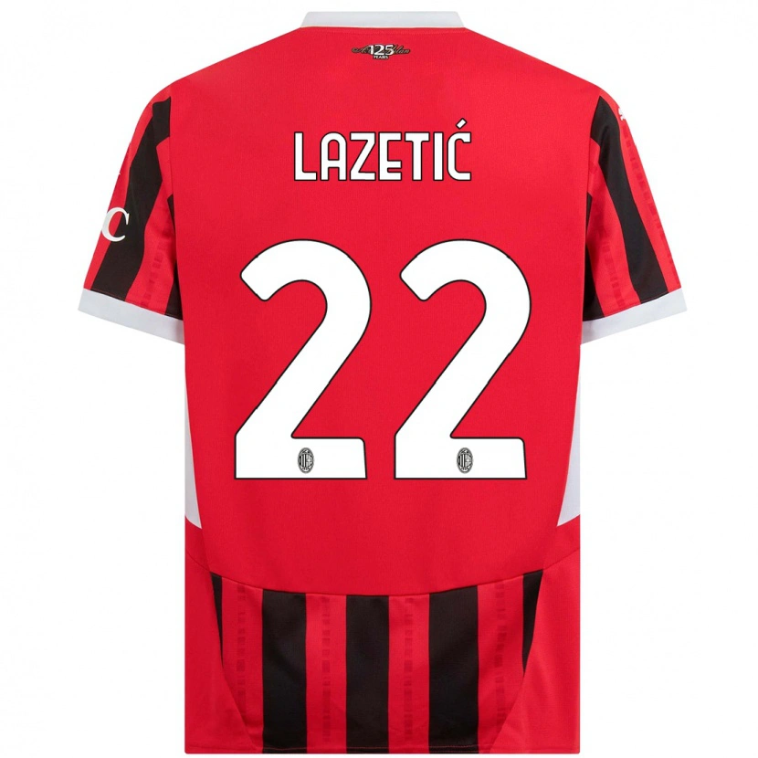 Danxen Bambino Maglia Marko Lazetic #22 Rosso Nero Kit Gara Home 2024/25 Maglietta