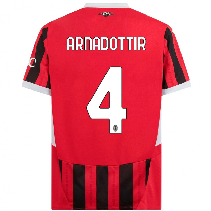 Danxen Bambino Maglia Guony Arnadottir #4 Rosso Nero Kit Gara Home 2024/25 Maglietta