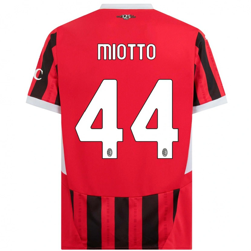 Danxen Bambino Maglia Giorgia Miotto #44 Rosso Nero Kit Gara Home 2024/25 Maglietta