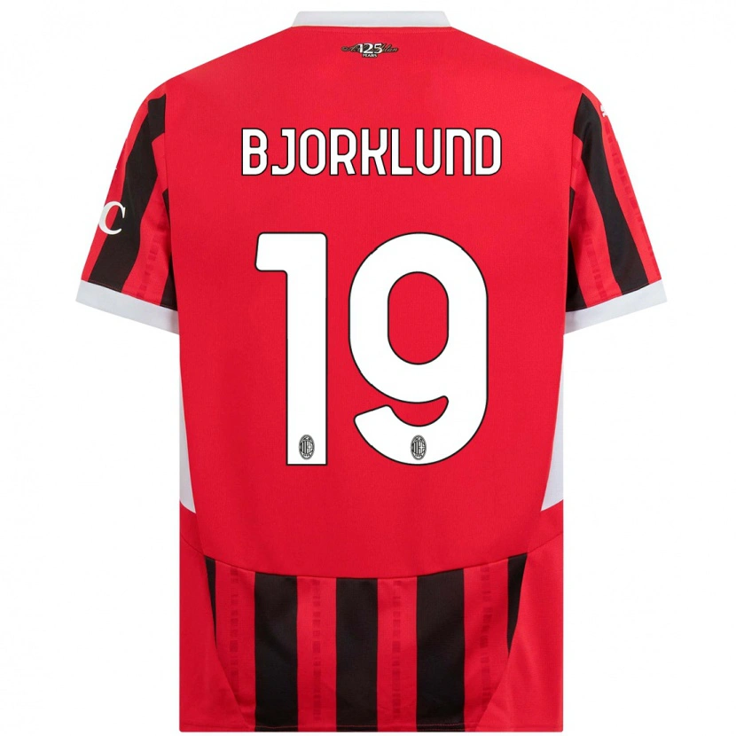 Danxen Bambino Maglia Lukas Bjorklund #19 Rosso Nero Kit Gara Home 2024/25 Maglietta