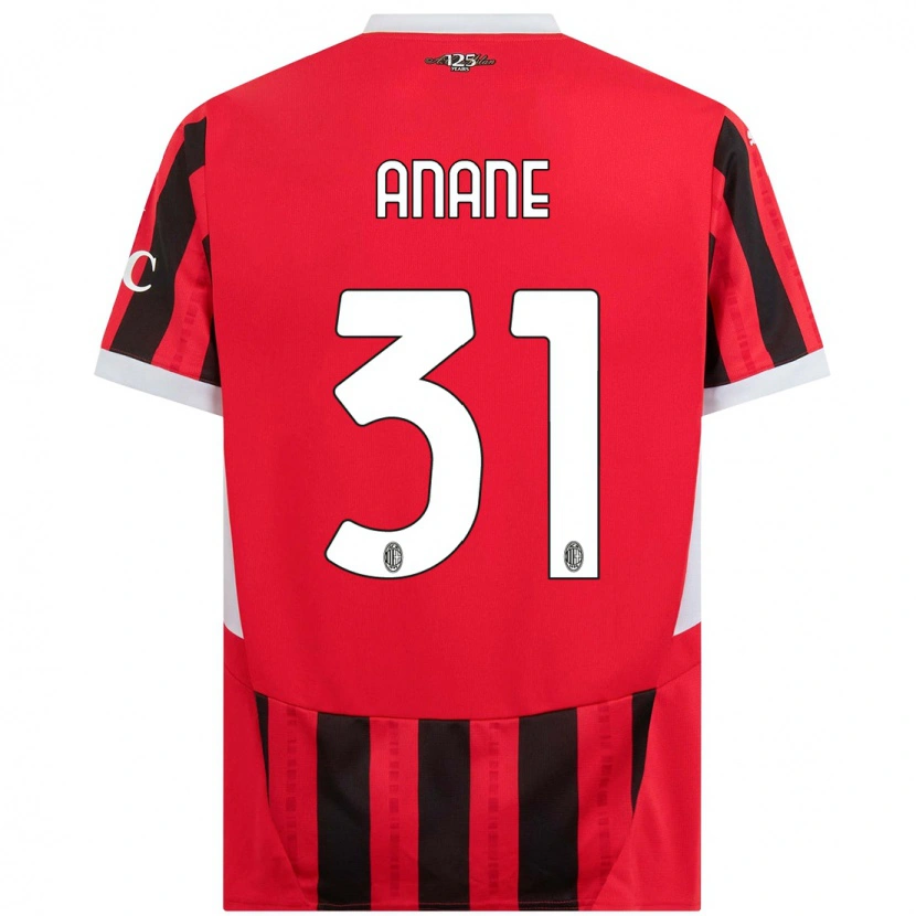 Danxen Bambino Maglia Emmanuel Anane #31 Rosso Nero Kit Gara Home 2024/25 Maglietta