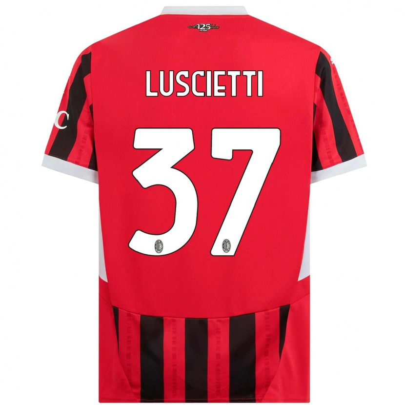 Danxen Bambino Maglia Abebe Luscietti #37 Rosso Nero Kit Gara Home 2024/25 Maglietta