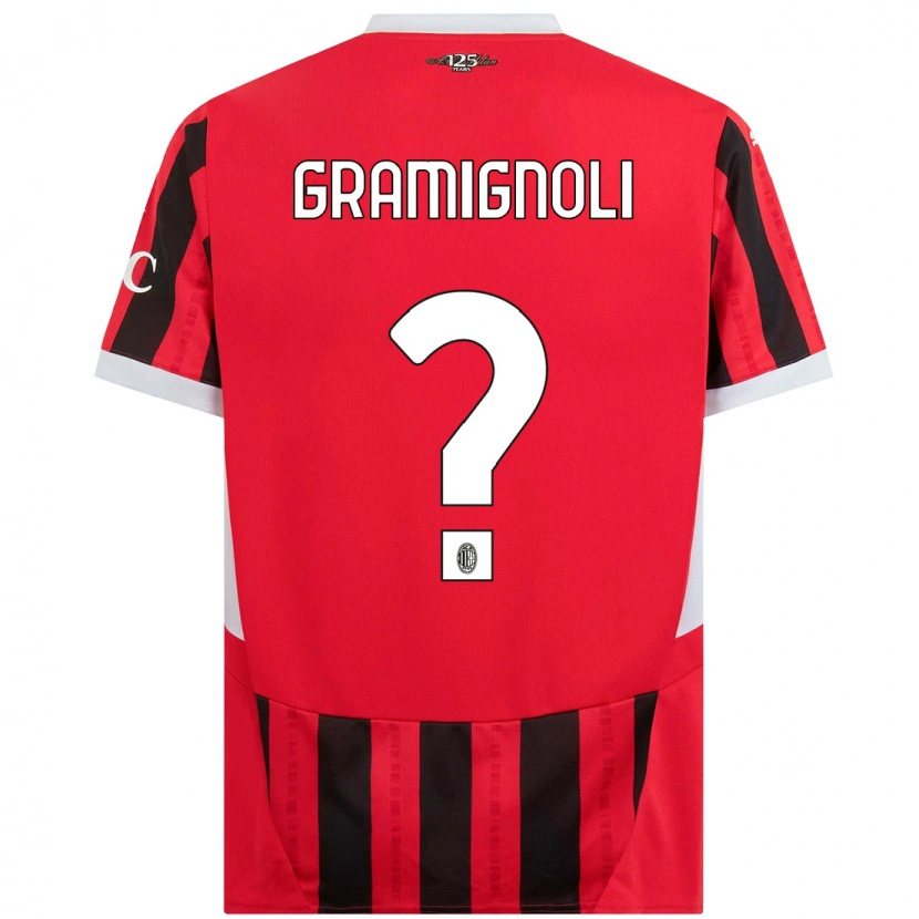 Danxen Bambino Maglia Luca Gramignoli #0 Rosso Nero Kit Gara Home 2024/25 Maglietta