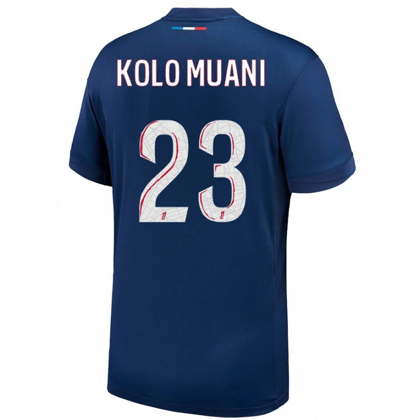 Danxen Bambino Maglia Randal Kolo Muani #23 Blu Navy Bianco Kit Gara Home 2024/25 Maglietta