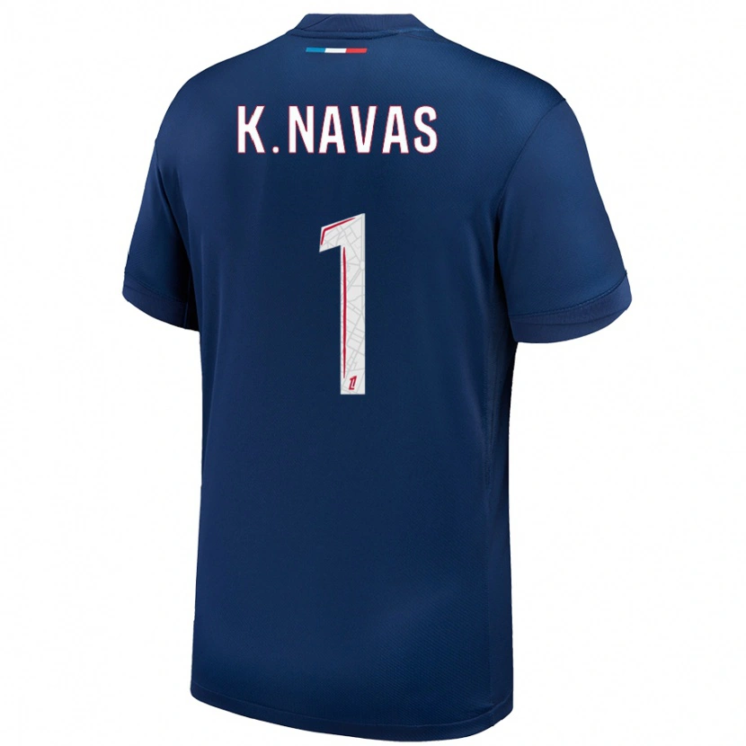 Danxen Bambino Maglia Keylor Navas #1 Blu Navy Bianco Kit Gara Home 2024/25 Maglietta