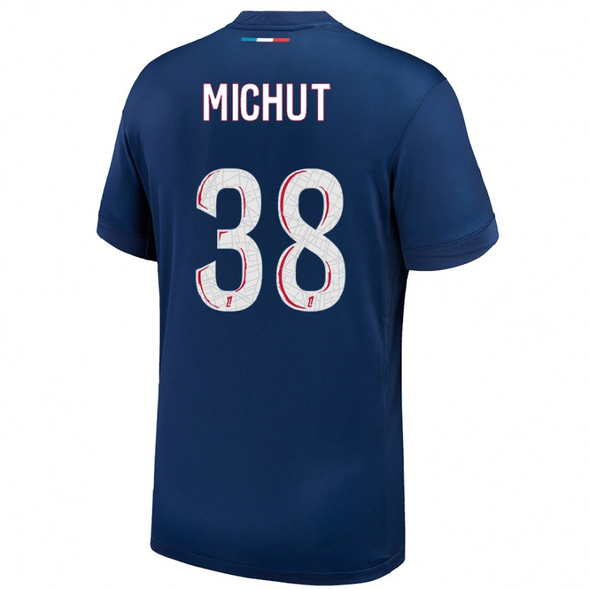 Danxen Bambino Maglia Edouard Michut #38 Blu Navy Bianco Kit Gara Home 2024/25 Maglietta