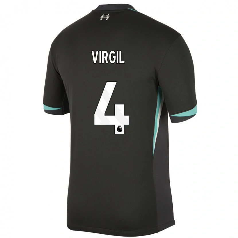 Danxen Bambino Maglia Virgil Van Dijk #4 Nero Antracite Bianco Kit Gara Away 2024/25 Maglietta