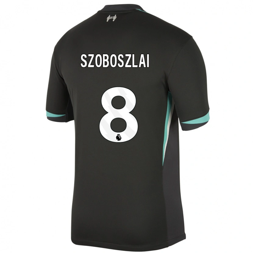 Danxen Bambino Maglia Dominik Szoboszlai #8 Nero Antracite Bianco Kit Gara Away 2024/25 Maglietta