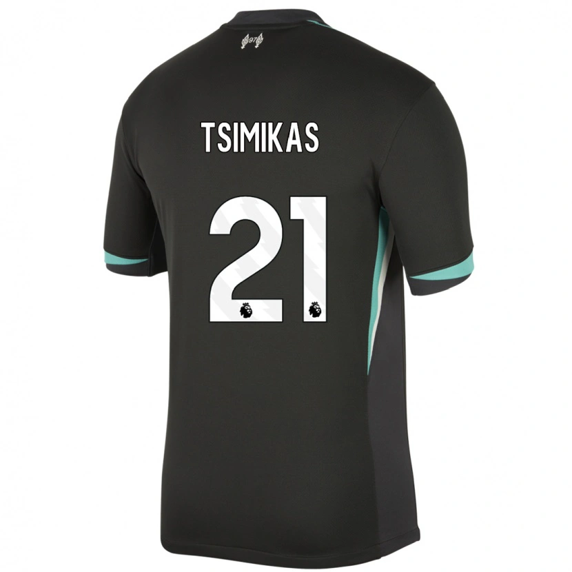Danxen Bambino Maglia Konstantinos Tsimikas #21 Nero Antracite Bianco Kit Gara Away 2024/25 Maglietta