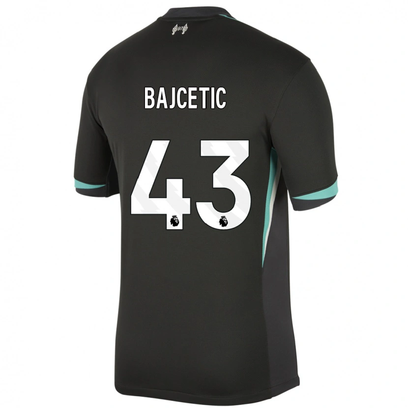 Danxen Bambino Maglia Stefan Bajcetic #43 Nero Antracite Bianco Kit Gara Away 2024/25 Maglietta