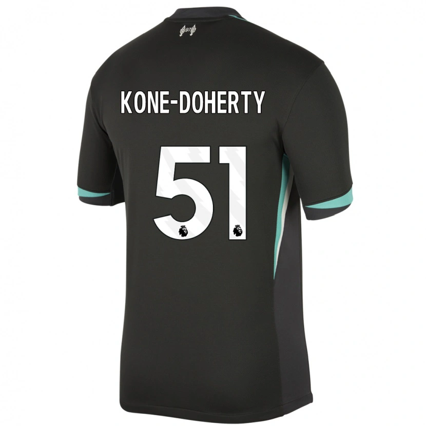 Danxen Bambino Maglia Trent Kone-Doherty #51 Nero Antracite Bianco Kit Gara Away 2024/25 Maglietta