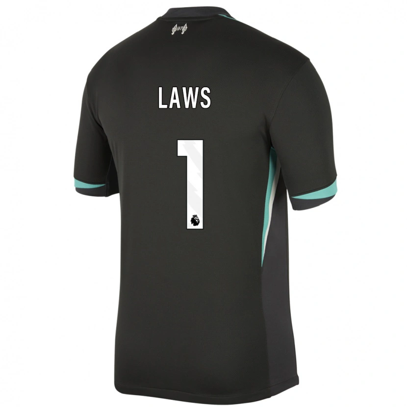 Danxen Bambino Maglia Rachael Laws #1 Nero Antracite Bianco Kit Gara Away 2024/25 Maglietta