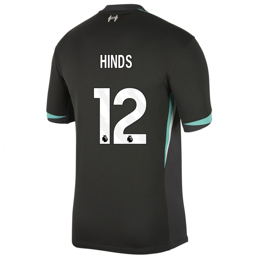 Danxen Bambino Maglia Taylor Hinds #12 Nero Antracite Bianco Kit Gara Away 2024/25 Maglietta