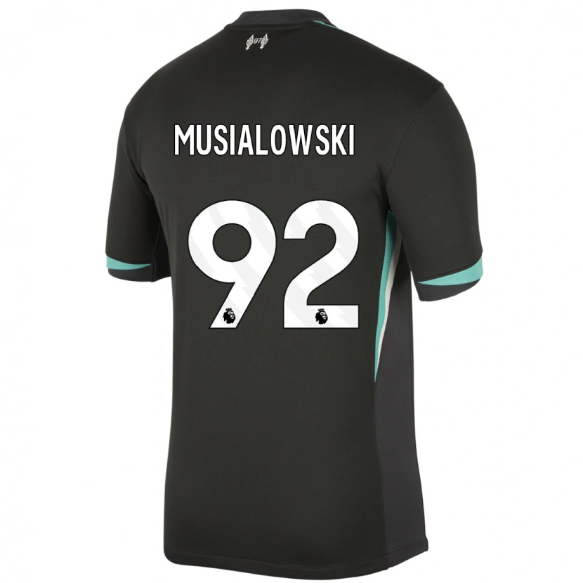 Danxen Bambino Maglia Mateusz Musialowski #92 Nero Antracite Bianco Kit Gara Away 2024/25 Maglietta