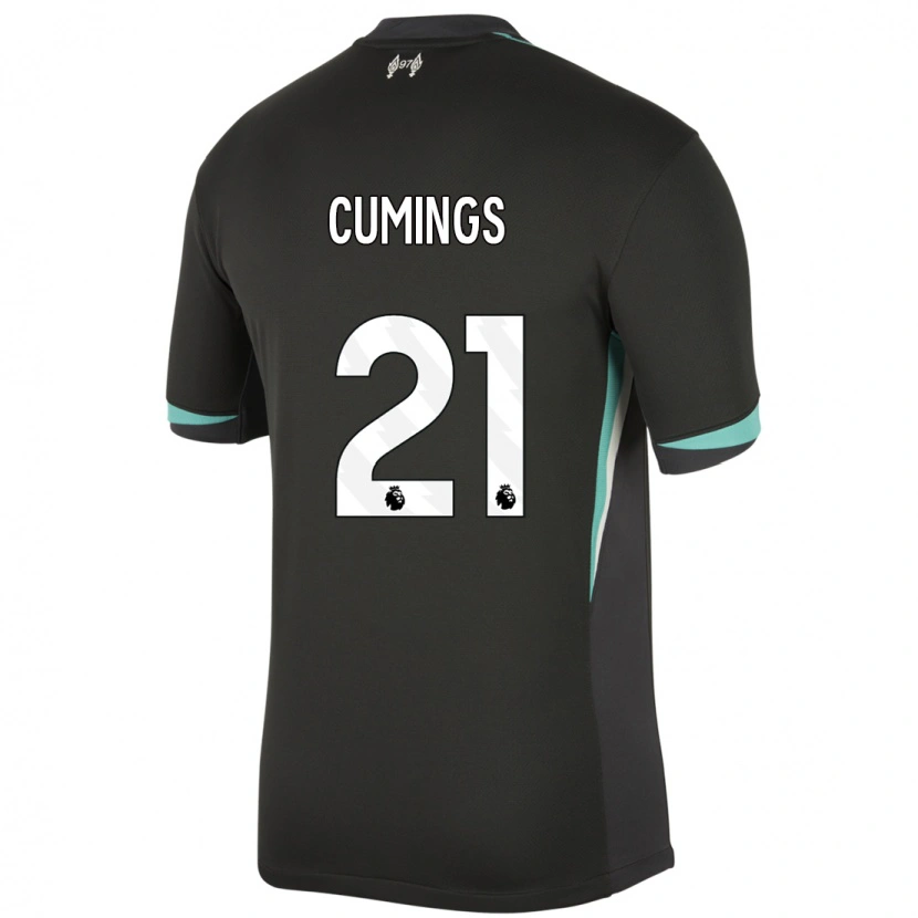 Danxen Bambino Maglia Eartha Cumings #21 Nero Antracite Bianco Kit Gara Away 2024/25 Maglietta