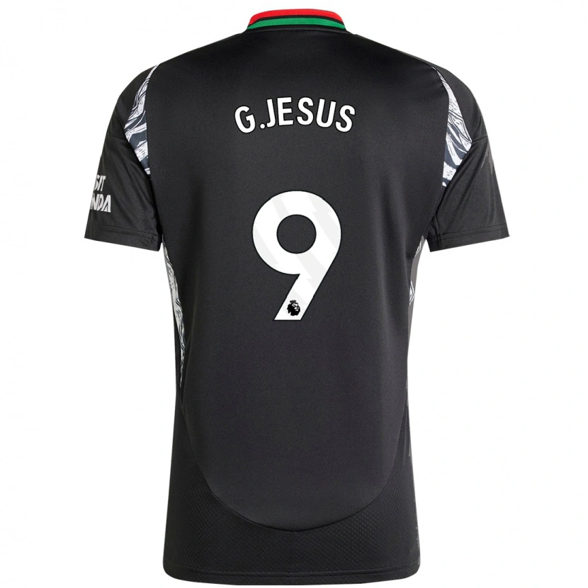 Danxen Bambino Maglia Gabriel Jesus #9 Nero Kit Gara Away 2024/25 Maglietta