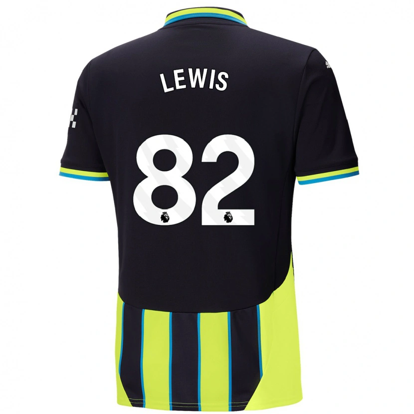 Danxen Bambino Maglia Rico Lewis #82 Blu Giallo Kit Gara Away 2024/25 Maglietta