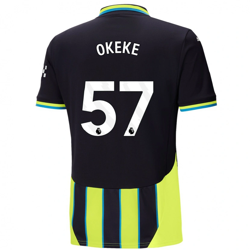 Danxen Bambino Maglia Michael Okeke #57 Blu Giallo Kit Gara Away 2024/25 Maglietta
