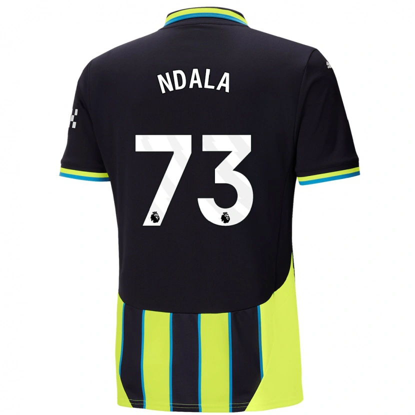 Danxen Bambino Maglia Joel Ndala #73 Blu Giallo Kit Gara Away 2024/25 Maglietta