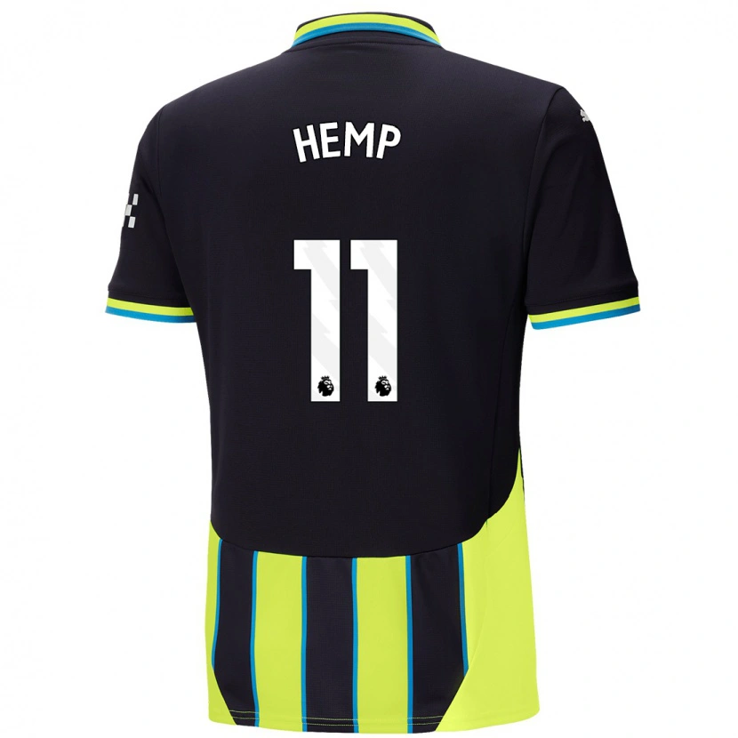 Danxen Bambino Maglia Lauren Hemp #11 Blu Giallo Kit Gara Away 2024/25 Maglietta
